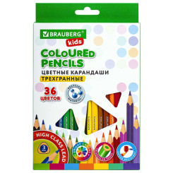 Набор цветных карандашей Brauberg Kids - 36 цветов - Трехгранные