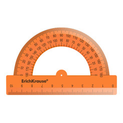Транспортир пластиковый ErichKrause Neon - 10 см - 180 градусов - Оранжевый