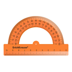 Транспортир пластиковый ErichKrause Neon - 10 см - 180 градусов - Оранжевый