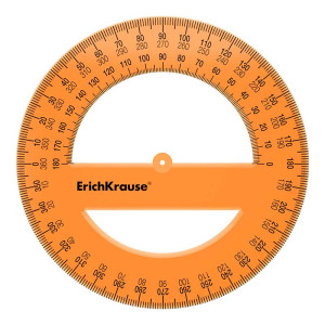 Транспортир пластиковый ErichKrause Neon - 12 см - 360 градусов - Оранжевый