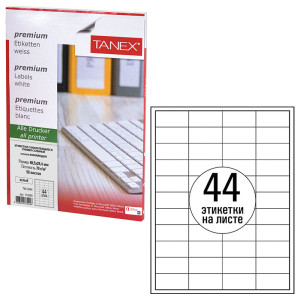 Наклейки Tanex TW-2044 - А4 - 50 листов - 44 этикетки