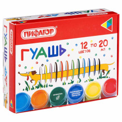 Гуашь Пифагор Веселая такса - 12 цветов