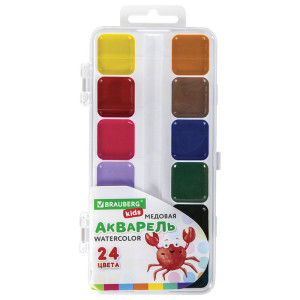 Акварель медовая Brauberg Kids - 24 цвета - Без кисти