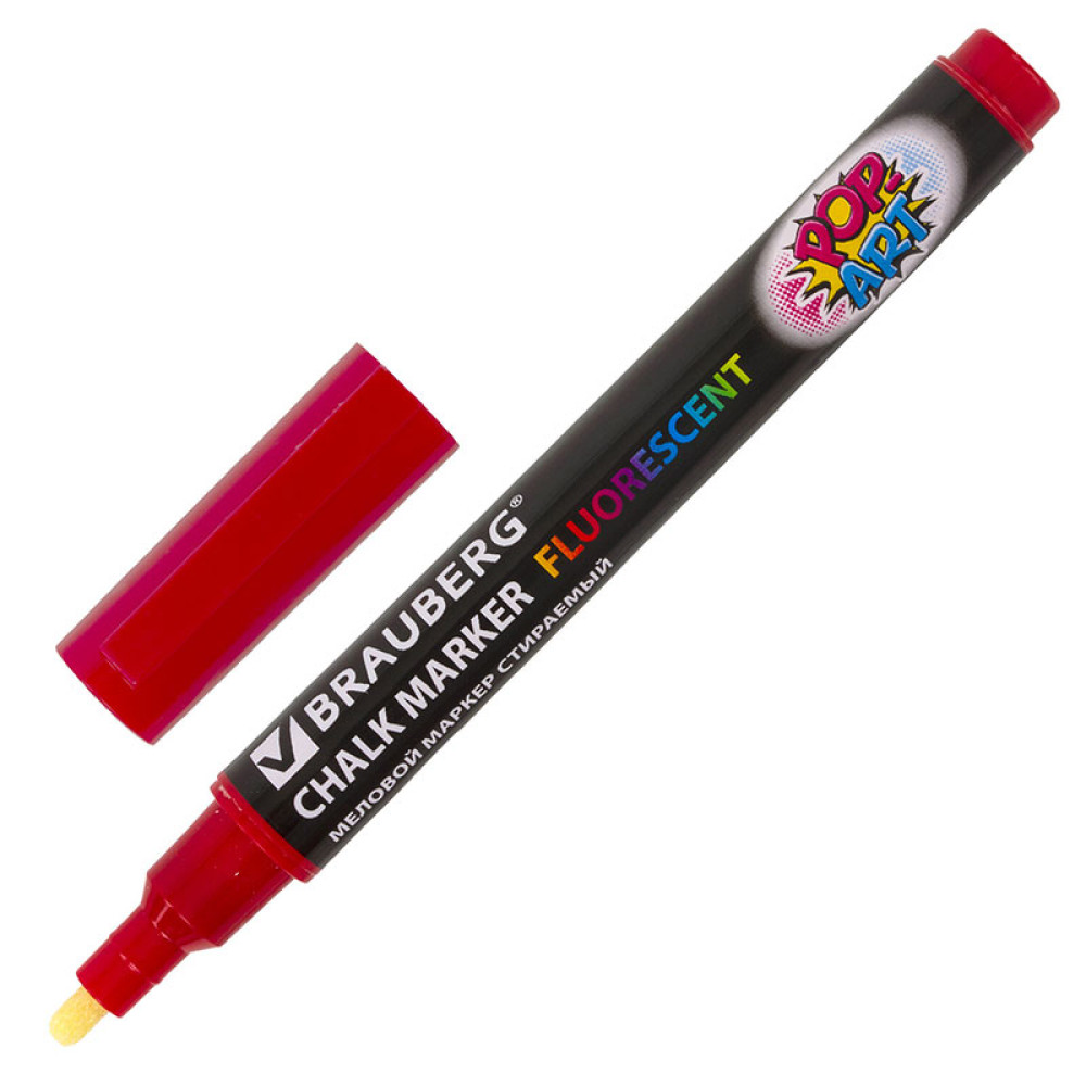 Маркер меловой Brauberg Pop-Art - 3,5 мм - Стираемые - Красный Маркер меловой Brauberg Pop-Art - 3,5 мм - Стираемые - Красный