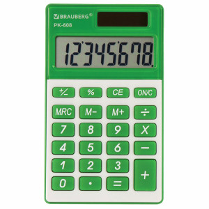 Калькулятор карманный Brauberg PK-608-GN - 8 разрядов - Зеленый