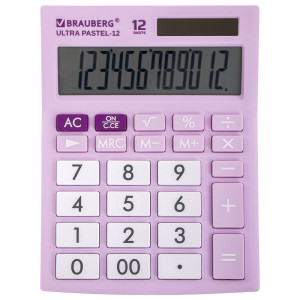 Калькулятор настольный Brauberg Ultra Pastel-12-PR - 12 разрядов - Сиреневый
