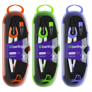 Готовальня Berlingo Optimum - 3 предмета - Циркуль135 мм - Пластиковый футляр