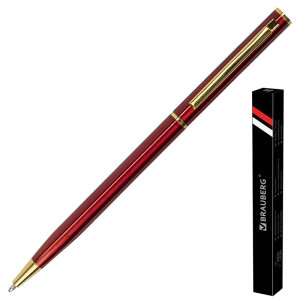 Ручка подарочная Brauberg Slim Burgundy - 0,7 мм - Синяя