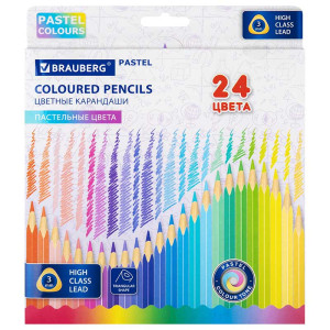 Набор цветных карандашей Brauberg Pastel - 24 цвета - Трехгранные