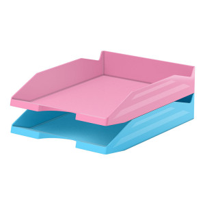 Лоток горизонтальный Erich Krause Office Pastel - Розовый и голубой - 2 шт
