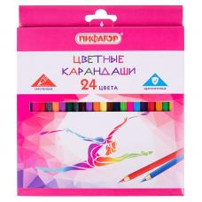Набор цветных карандашей Пифагор - 24 цвета - Шестигранные
