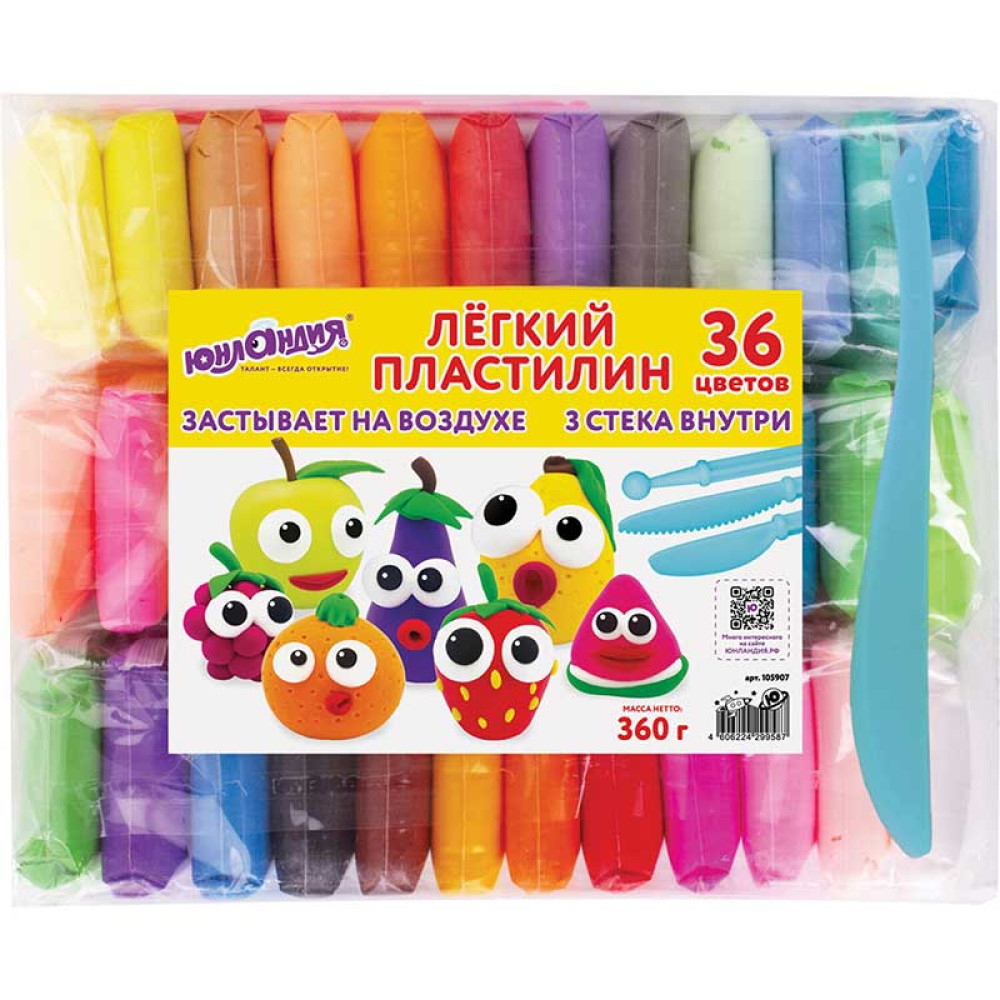 Пластилин супер легкий Юнландия - 36 шт - 360 г - Цветной Пластилин супер легкий Юнландия - 36 шт - 360 г - Цветной