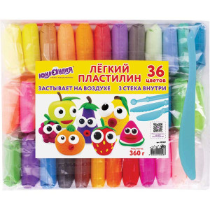 Пластилин супер легкий Юнландия - 36 шт - 360 г - Цветной