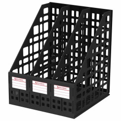 Лоток вертикальный Brauberg MAXI Plus - 3 отделения - Черный