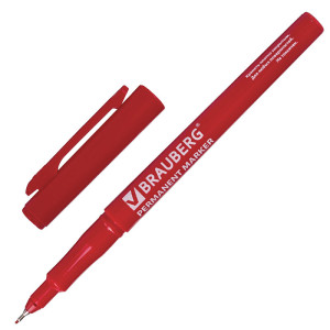 Маркер перманентный Brauberg Super Slim - 0,8 мм - Красный