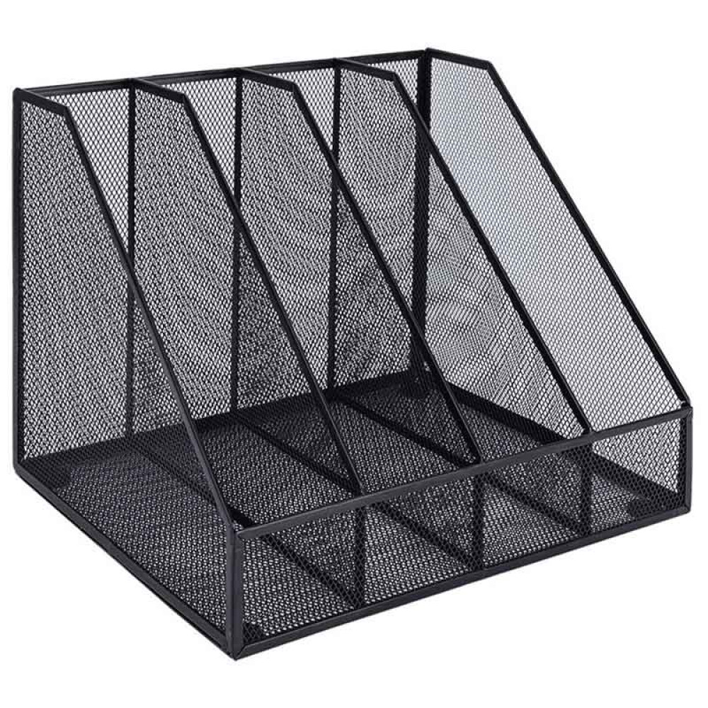 Лоток вертикальный Deli - 4 отделения - Металлический - Черный Лоток вертикальный Deli - 4 отделения - Металлический - Черный