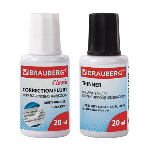 Корректор жидкий с разбавителем Brauberg - 20+20 мл