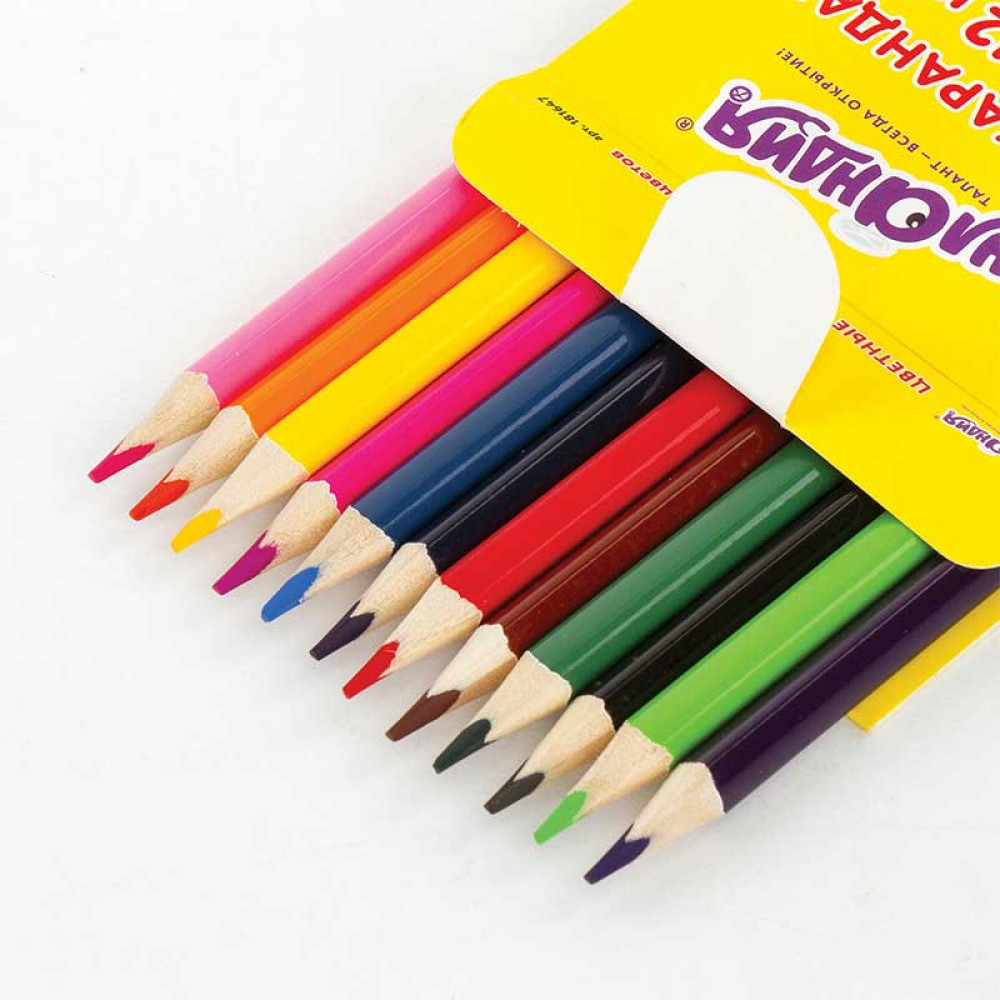 Набор цветных карандашей Юнландия Тропики с раскраской - 12 цветов - Трехгранные Набор цветных карандашей Юнландия Тропики с раскраской - 12 цветов - Трехгранные