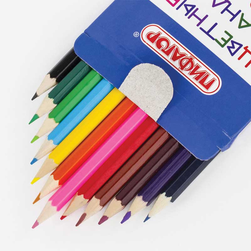 Набор цветных карандашей Пифагор Классические - 12 цветов - Шестигранные Набор цветных карандашей Пифагор Классические - 12 цветов - Шестигранные