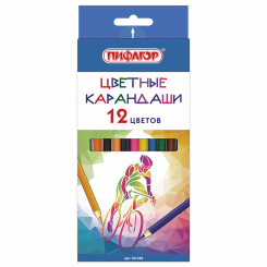 Набор цветных карандашей Пифагор Классические - 12 цветов - Шестигранные Набор цветных карандашей Пифагор Классические - 12 цветов - Шестигранные