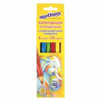 Набор цветных карандашей Юнландия с многоцветным грифелем - 6 цветов - Шестигранная