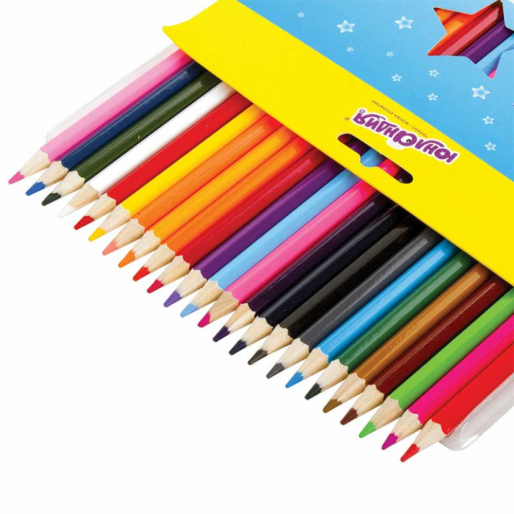 Набор цветных карандашей Юнландия Забавные картинки - 24 цвета - Шестигранные Набор цветных карандашей Юнландия Забавные картинки - 24 цвета - Шестигранные