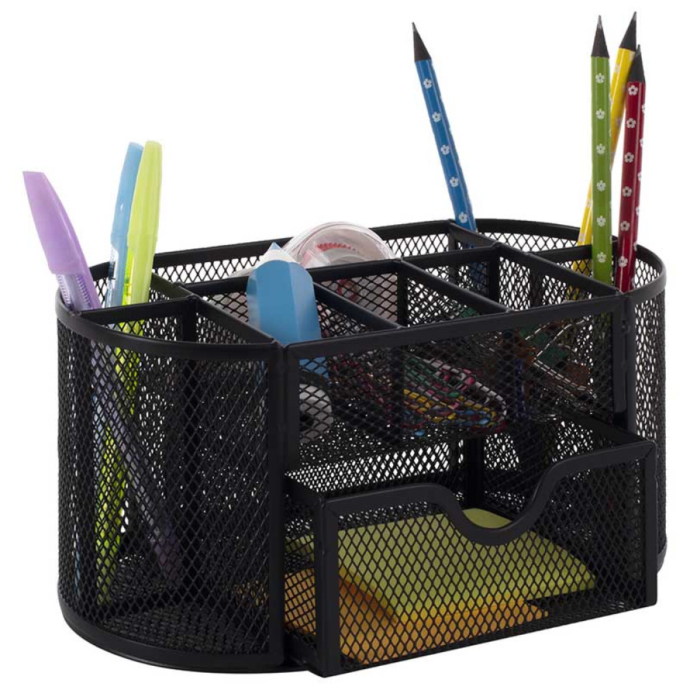 Подставка канцелярская Brauberg Germanium - Металлическая - Черная - 9 отделений Подставка канцелярская Brauberg Germanium - Металлическая - Черная - 9 отделений