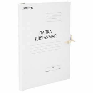 Папка картонная на завязках Staff - Белая - 200 листов