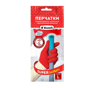 Перчатки хозяйственные латексные биколор Komfi - L размер