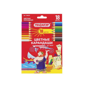 Набор цветных карандашей Пифагор - 18 цветов - Шестигранные