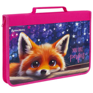 Папка для труда с ручкой Brauberg Cute fox - 1 отделение - А4 - На молнии