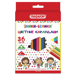 Набор цветных карандашей Пифагор Эники-Беники - 36 цветов - Шестигранные