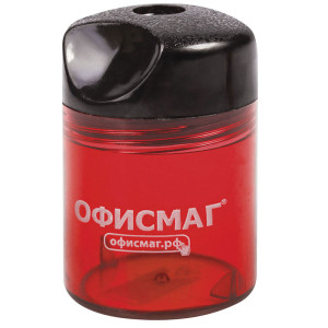Точилка пластиковая Офисмаг Цилиндр - Красная