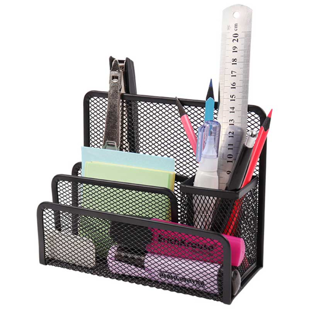 Подставка канцелярская Darvish - 4 отделения - Металлическая - Черная Подставка канцелярская Darvish - 4 отделения - Металлическая - Черная