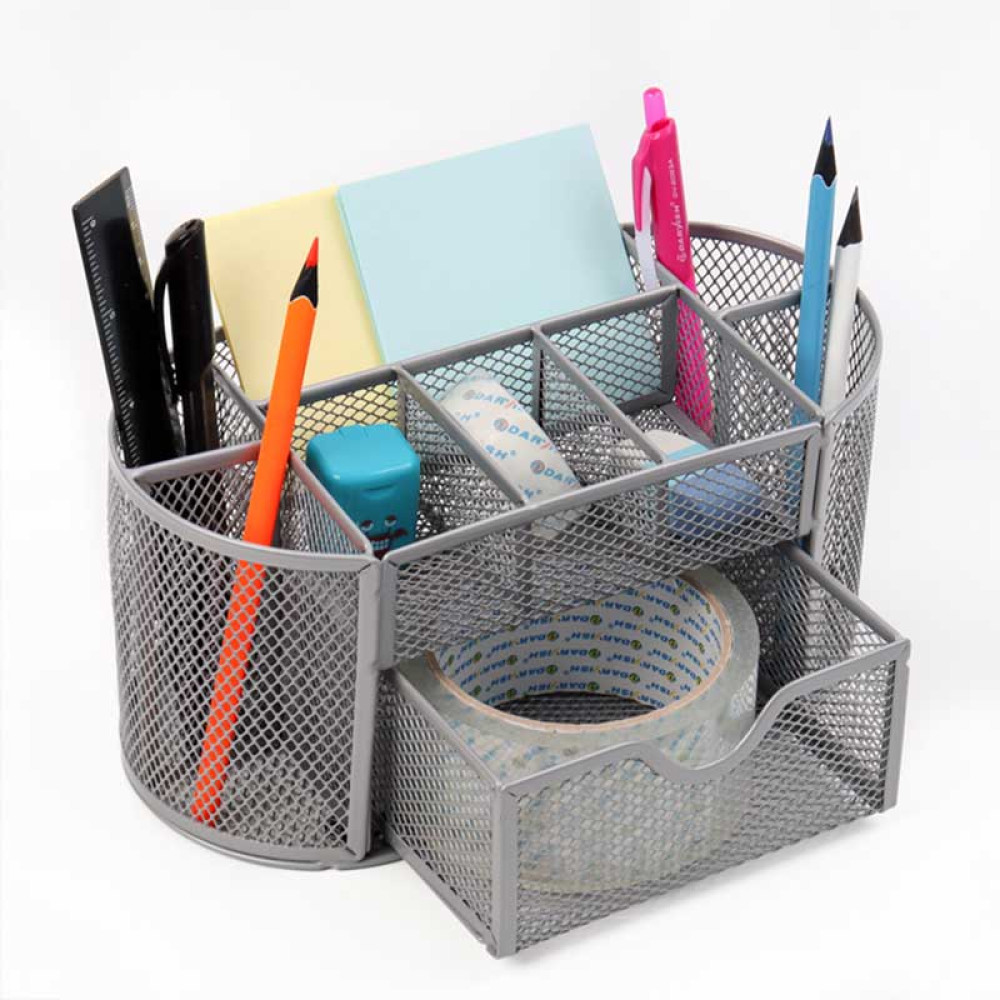 Подставка канцелярская Darvish - 9 отделений - Металлическая - Серебристая Подставка канцелярская Darvish - 9 отделений - Металлическая - Серебристая