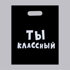Пакет с прорезной ручкой Ты классный - 31*40 см