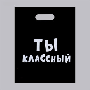 Пакет с прорезной ручкой Ты классный - 31*40 см