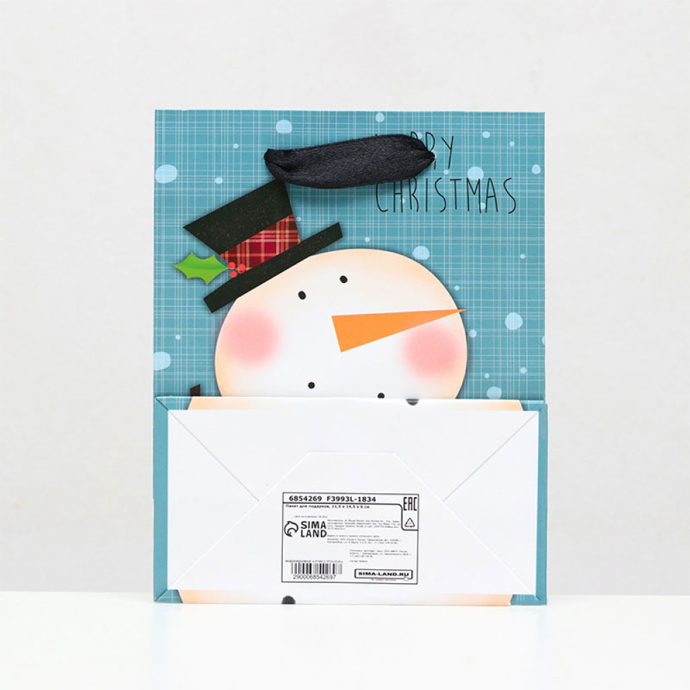 Пакет подарочный Снеговик - 11,5*14,5*6 см Пакет подарочный Снеговик - 11,5*14,5*6 см