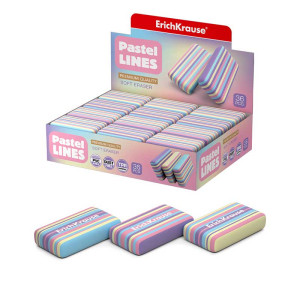 Ластик ErichKrause Pastel Lines - 44,3*25*10 мм - Ассорти