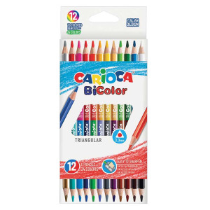 Набор цветных карандашей Carioca Bi-Color - 12 цветов - Трехгранные - Дерево
