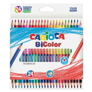 Набор цветных карандашей Carioca Bi-Color - 48 цветов - Трехгранные - Дерево