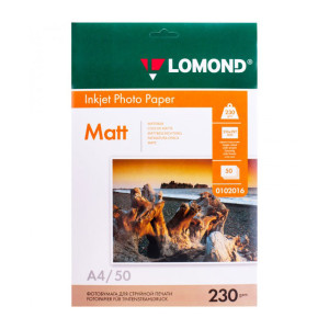 Фотобумага Lomond - А4 - Матовая - Односторонняя - 230 г/кв. м - 50 листов