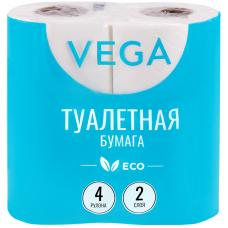 Бумага туалетная Vega - 2х слойная - 4 рулона - Белая