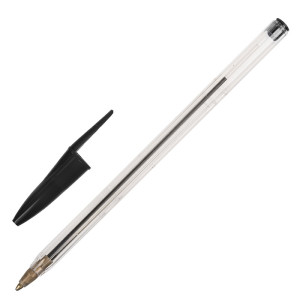 Ручка шариковая Staff Basic Budget BP-02 - Прозрачный корпус - Черная
