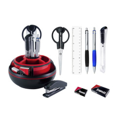 Набор настольный O-Life - 9 предметов - Пластик - Черно-красный Набор настольный O-Life - 9 предметов - Пластик - Черно-красный