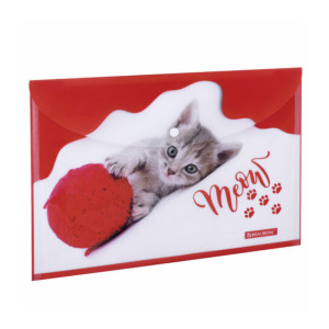Папка-конверт на кнопке Brauberg Funny Cat - А4 - 160 мкм