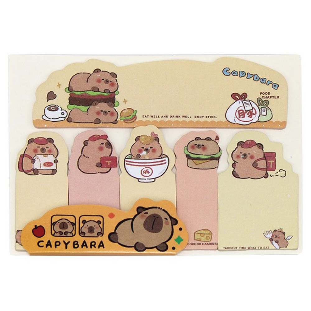 Закладки клейкие бумажные Капибара - 10,5*8 мм - 6*5 л Закладки клейкие бумажные Капибара - 10,5*8 мм - 6*5 л