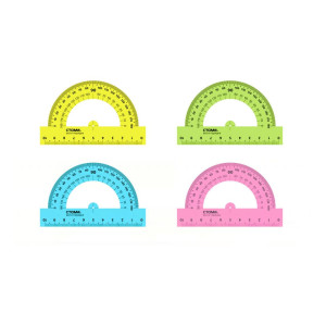 Транспортир пластиковый - 10 см - Ассорти