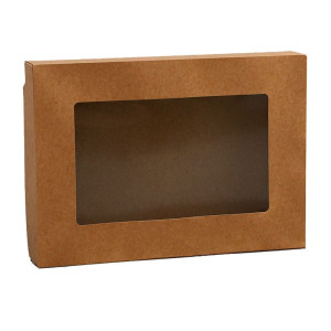 Коробка подарочная с окном Крафт - 28*20*5 см