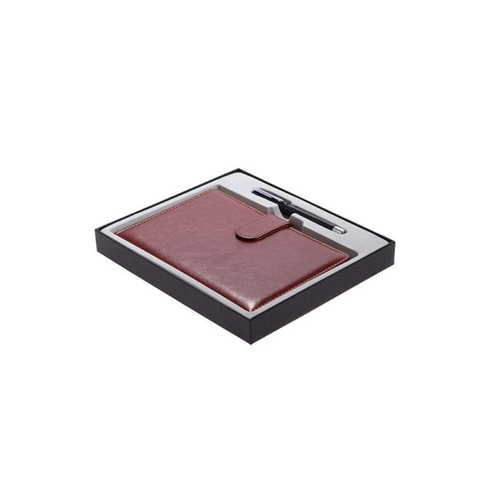 Набор ежедневник недатированный с ручкой - 112 листов - А5 - Коричневый Набор ежедневник недатированный с ручкой - 112 листов - А5 - Коричневый